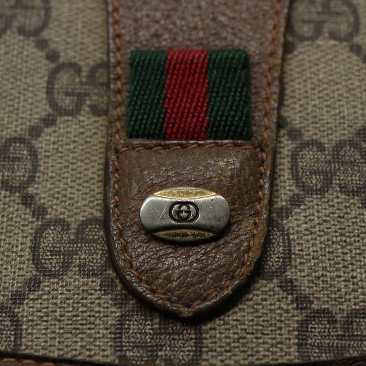 GUCCI GG Supreme Web Sherry Line Clutch Bag Beige Red Green 89 01 030 61534