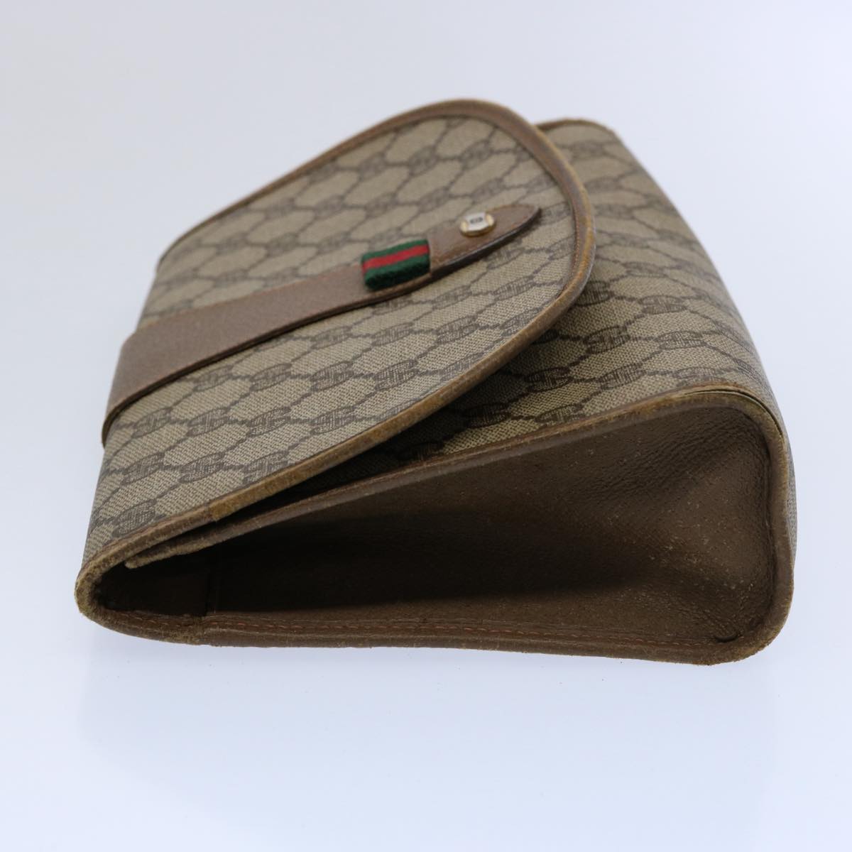 GUCCI GG Supreme Web Sherry Line Clutch Bag Beige Red Green 89 01 030 61534