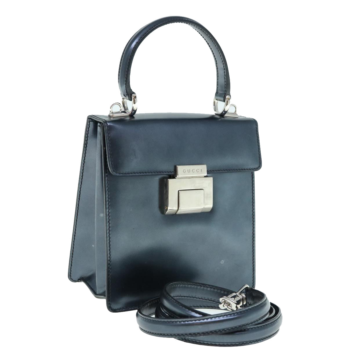 GUCCI Hand Bag Patent leather 2way Black 61541