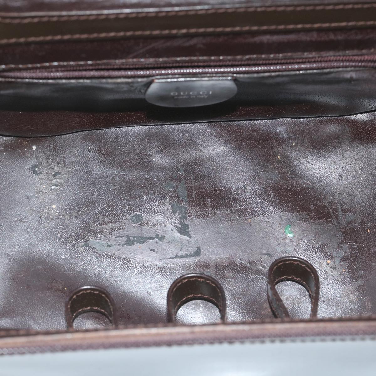 GUCCI Vanity Bamboo Cosmetic Pouch Patent leather Brown 013 0406 2490 61575