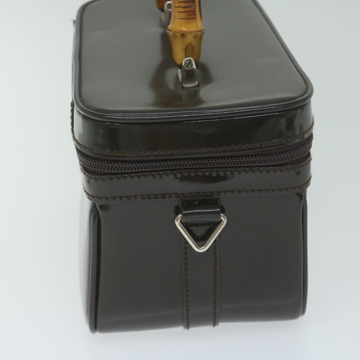 GUCCI Vanity Bamboo Cosmetic Pouch Patent leather Brown 013 0406 2490 61575