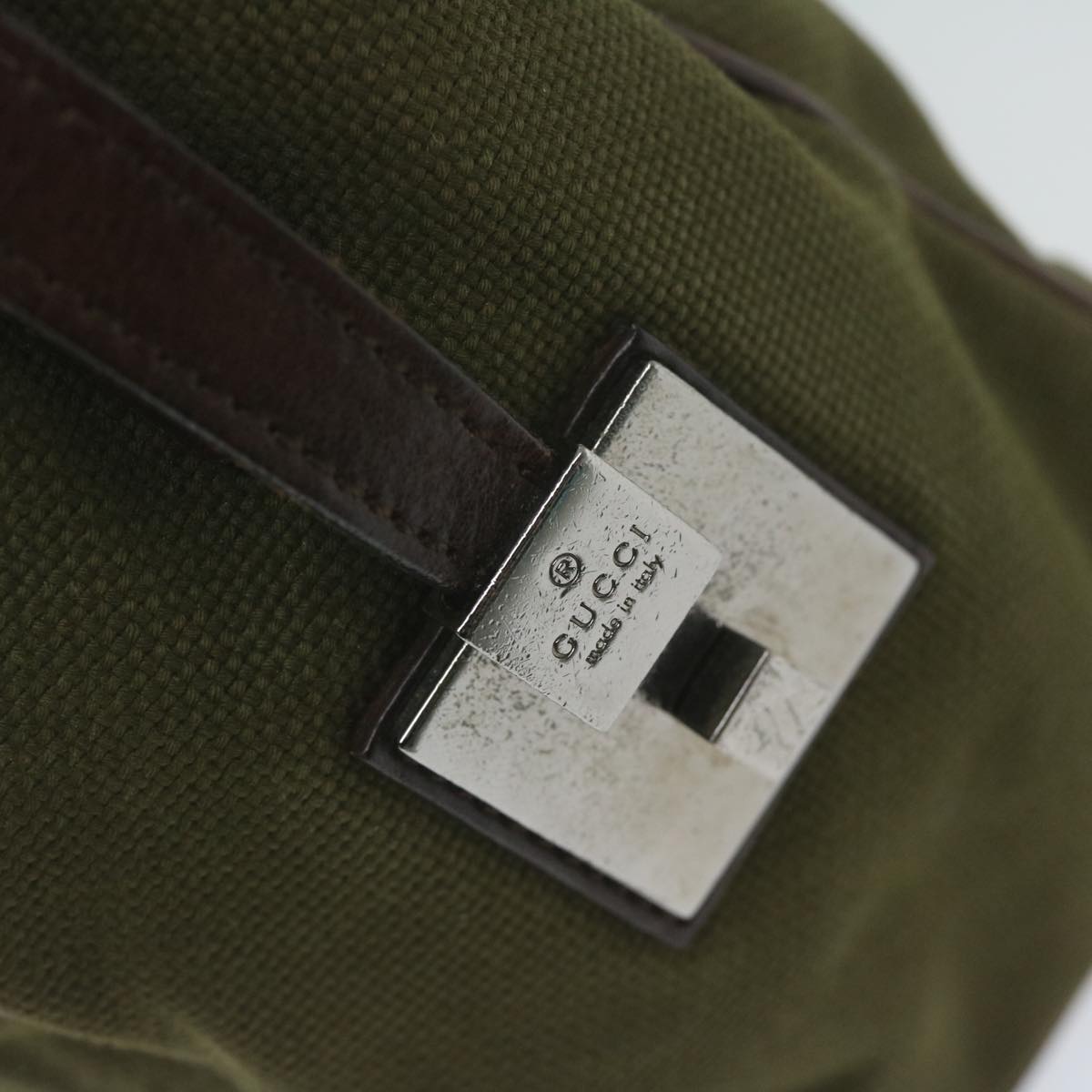 GUCCI Hand Bag Canvas Khaki 30458 61658