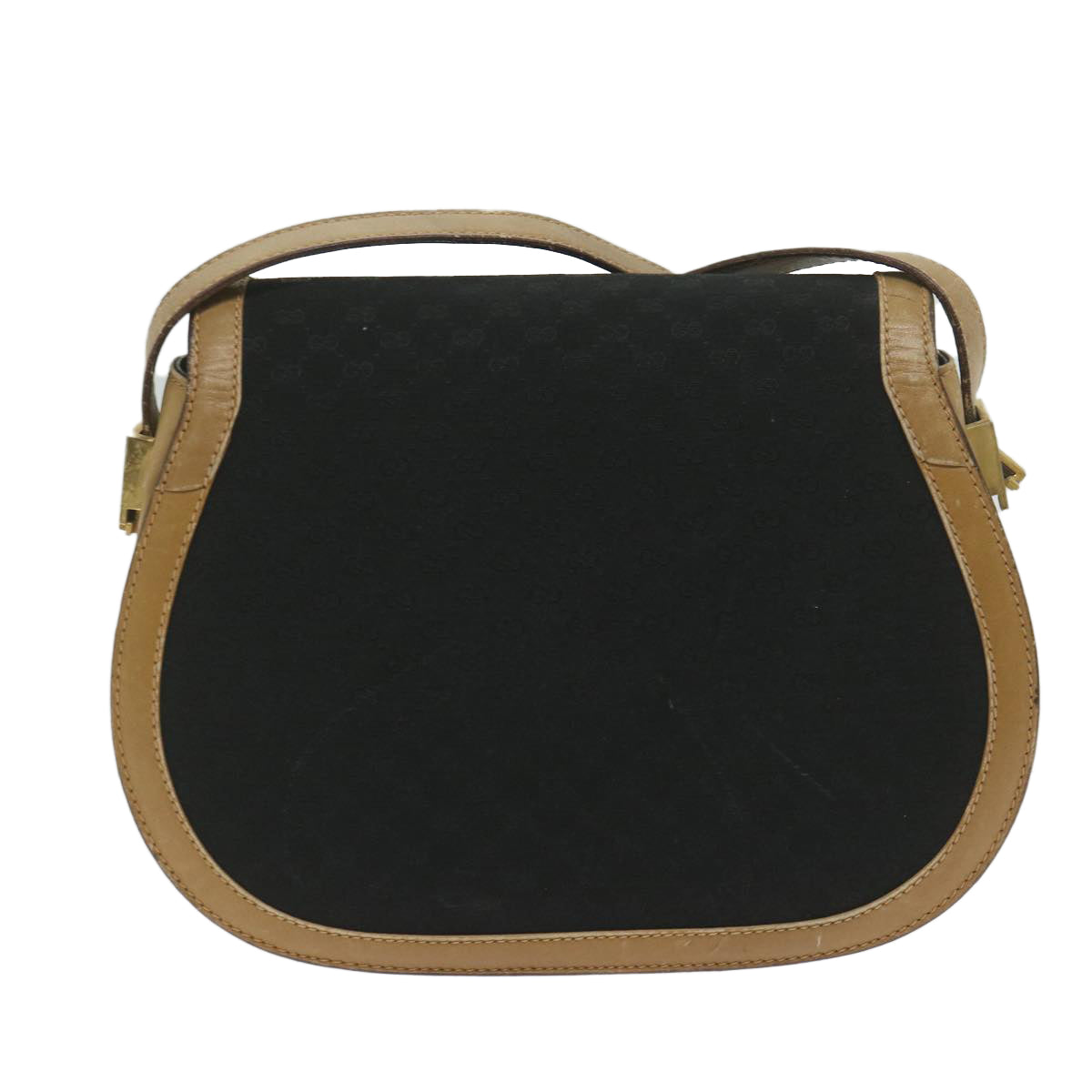 GUCCI Micro GG Canvas Shoulder Bag Black Beige 61694