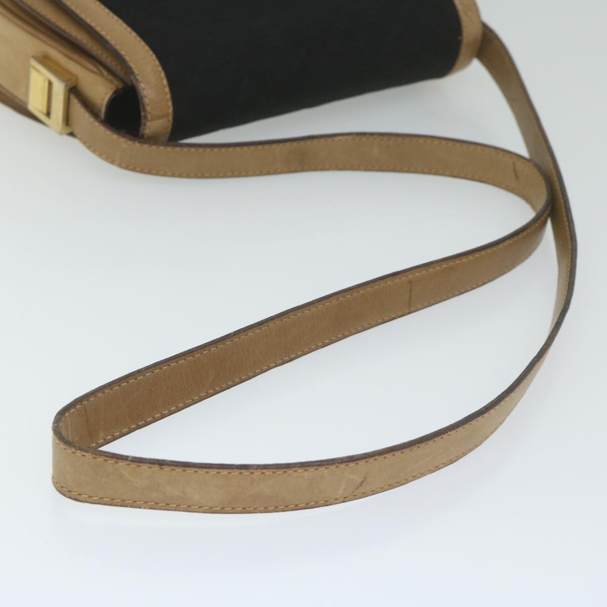 GUCCI Micro GG Canvas Shoulder Bag Black Beige 61694