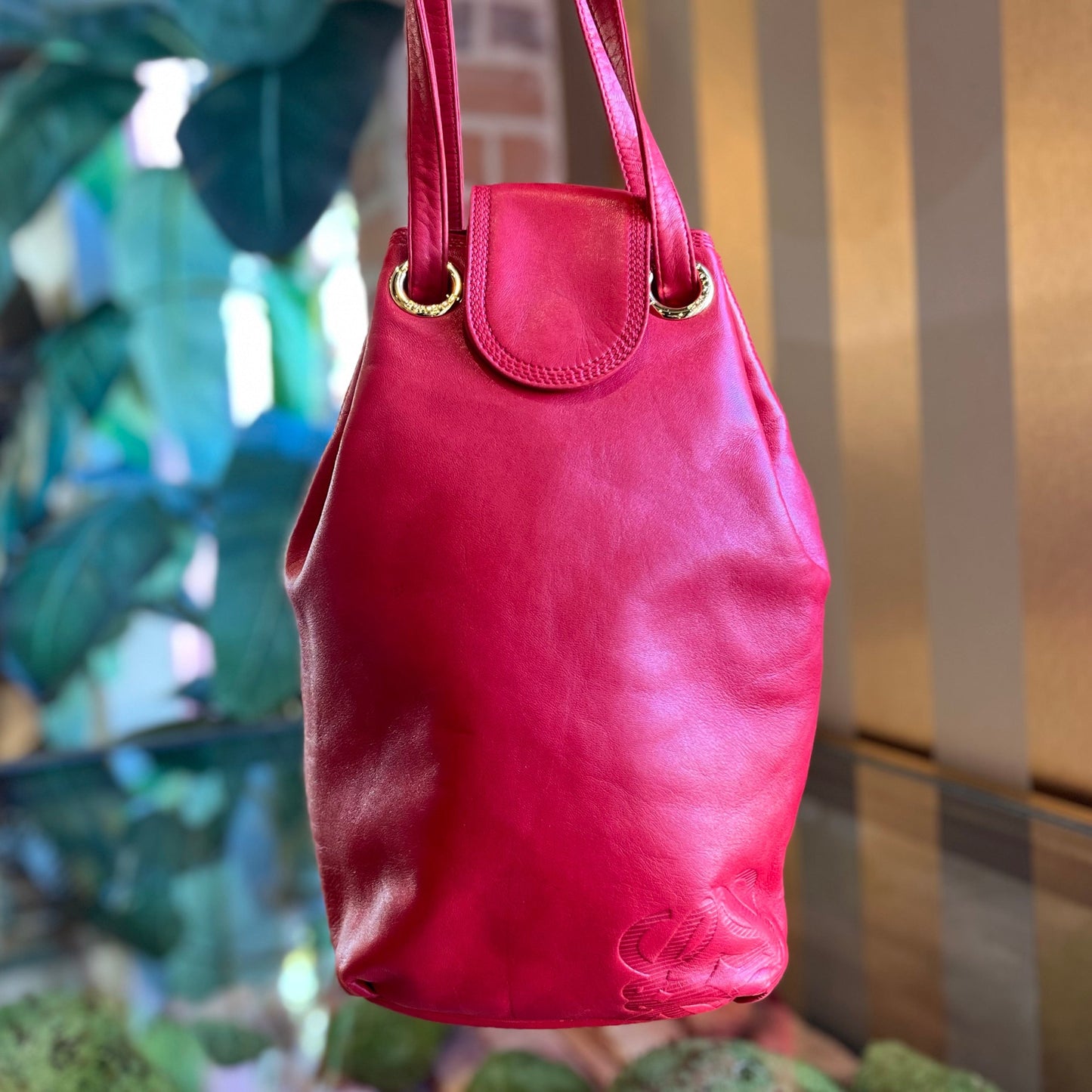 LOEWE Red Balloon Leather Bucket Bag
