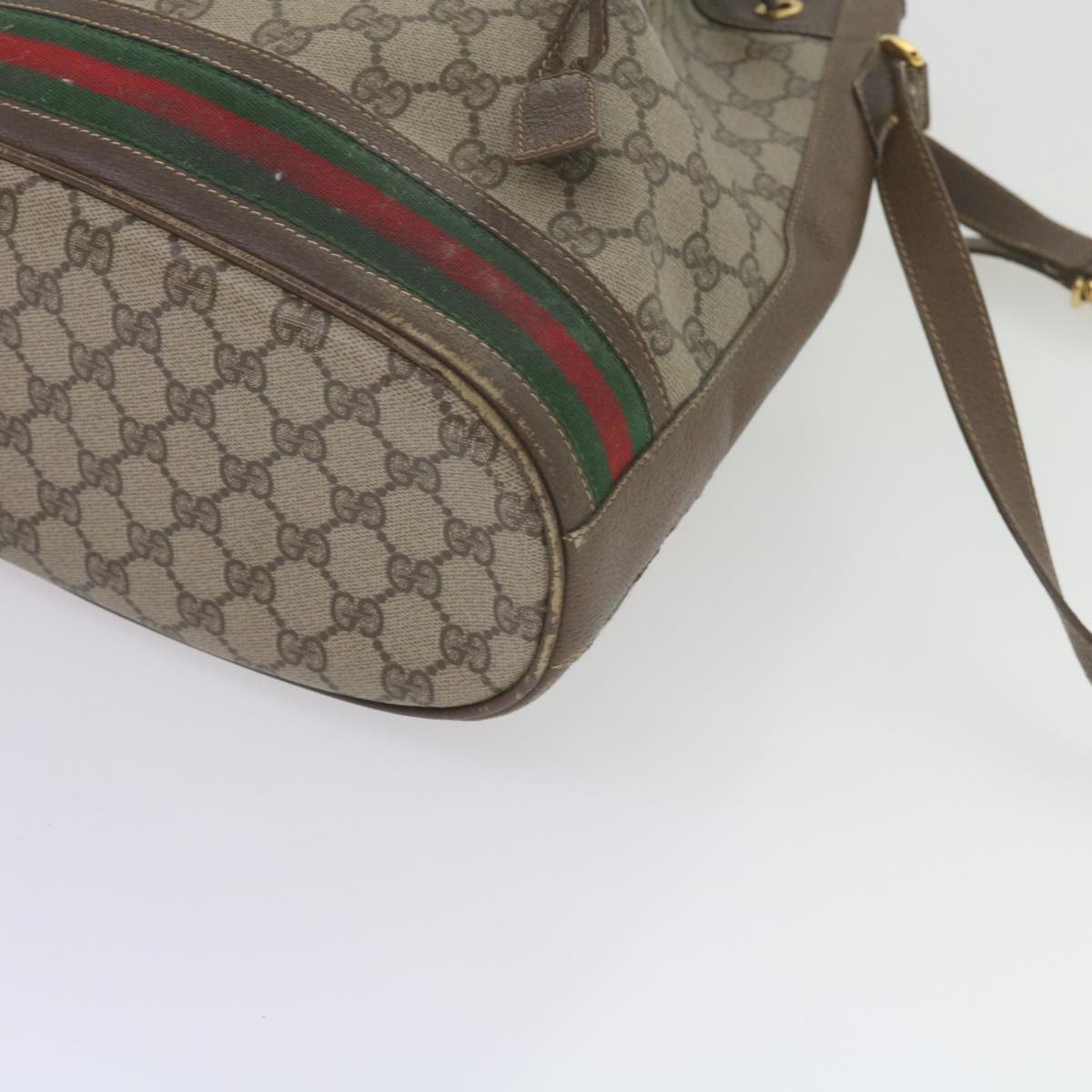 GUCCI GG Supreme Web Sherry Line Shoulder Bag Beige Red 001 116 0933 61702