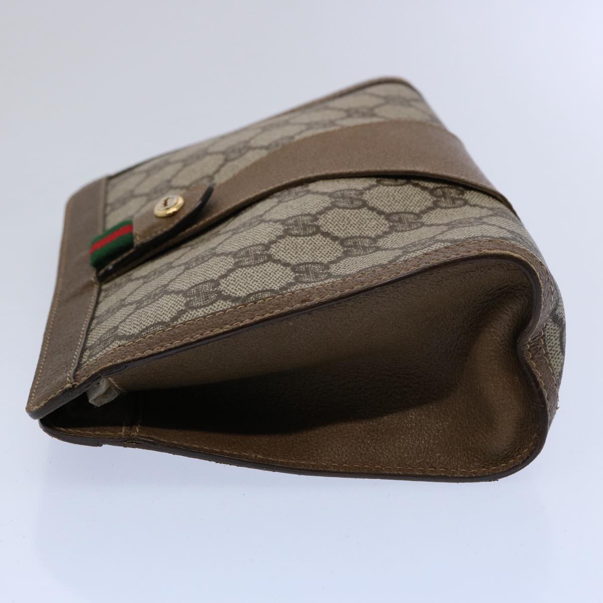 GUCCI GG Supreme Web Sherry Line Clutch Bag Beige Red Green 89 01 032 61756