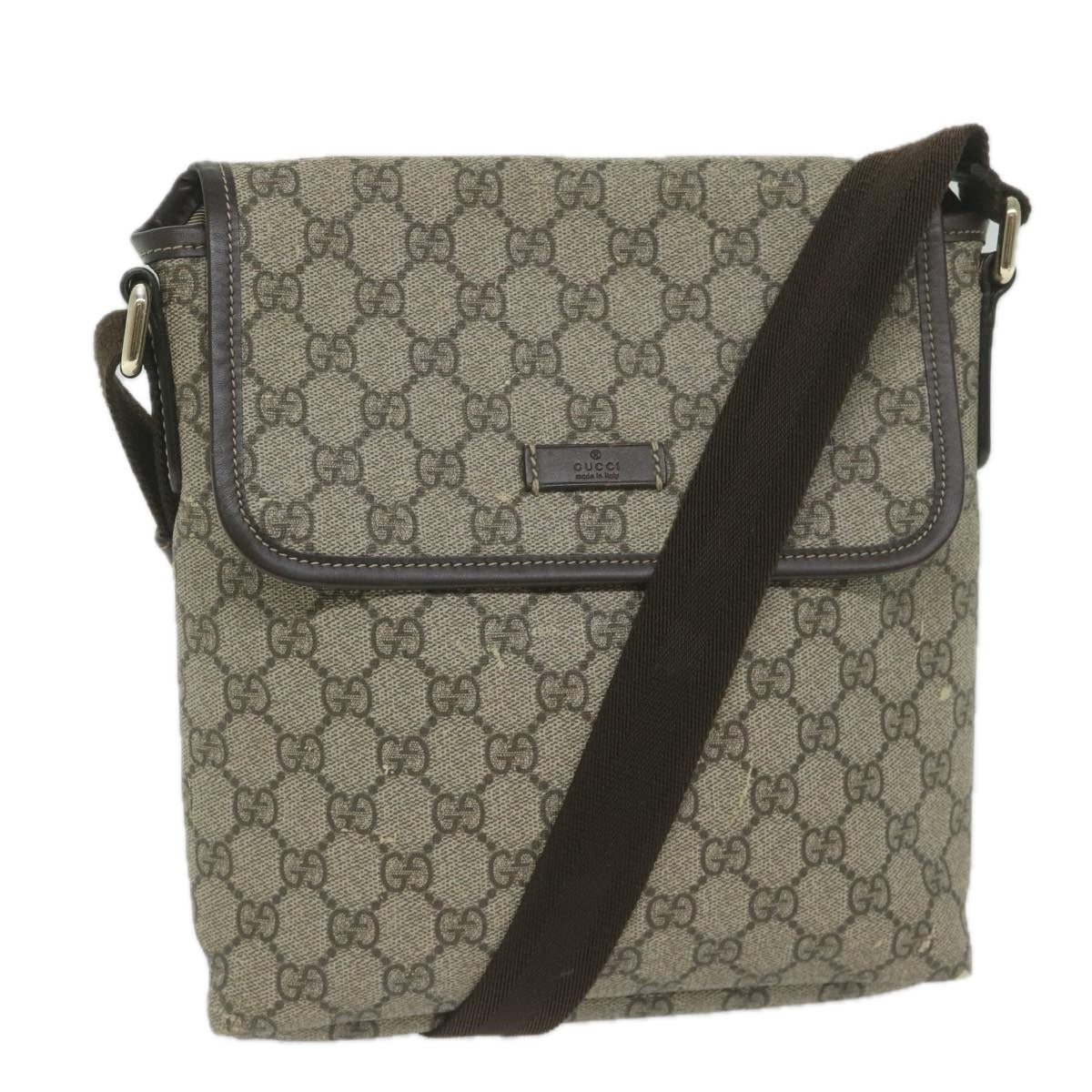 GUCCI GG Supreme Shoulder Bag PVC Leather Beige 223666 61785