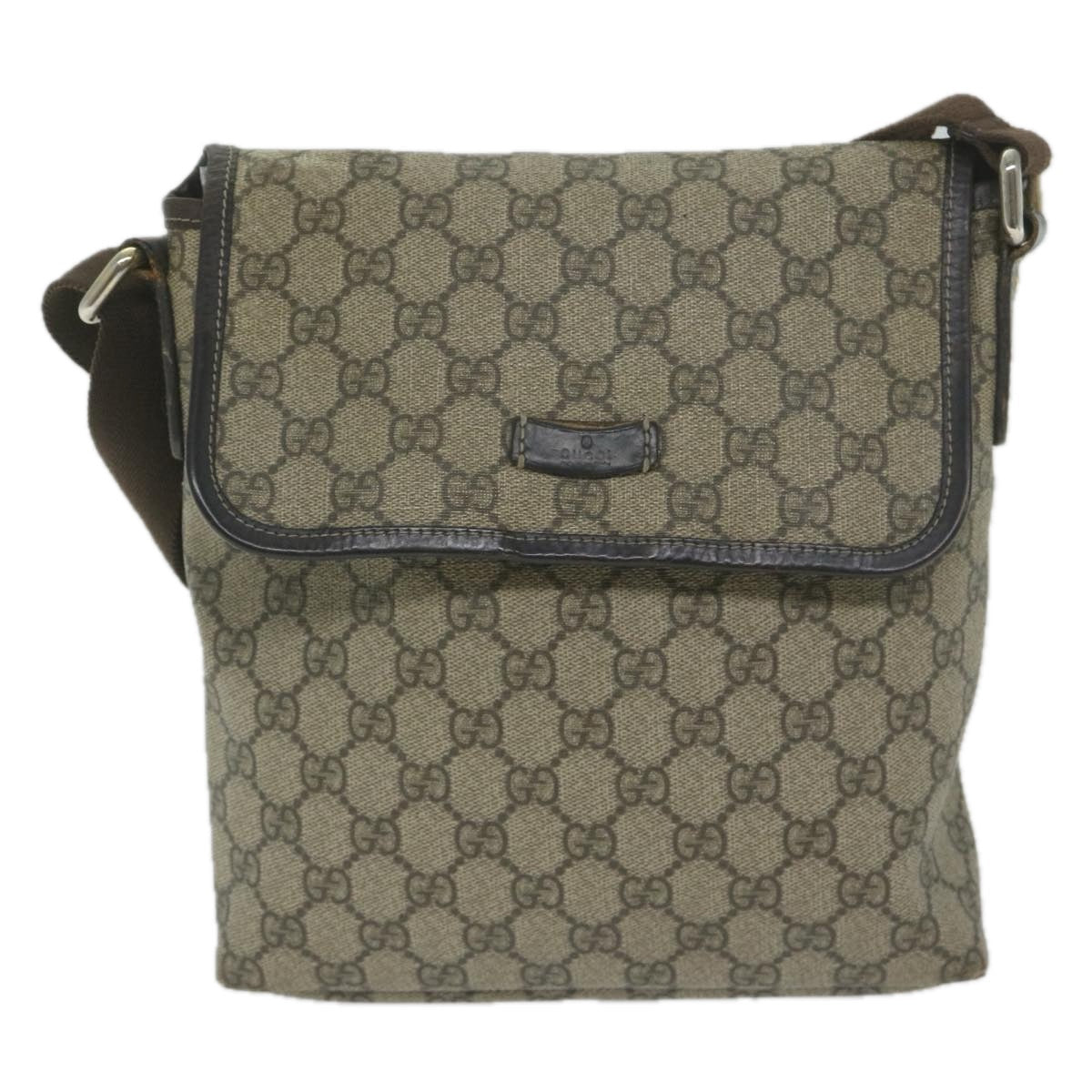 GUCCI GG Supreme Shoulder Bag PVC Leather Beige 223666 61786