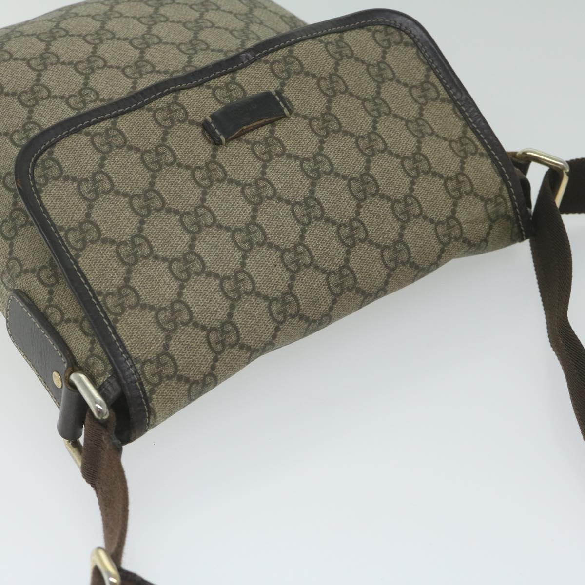 GUCCI GG Supreme Shoulder Bag PVC Leather Beige 223666 61786