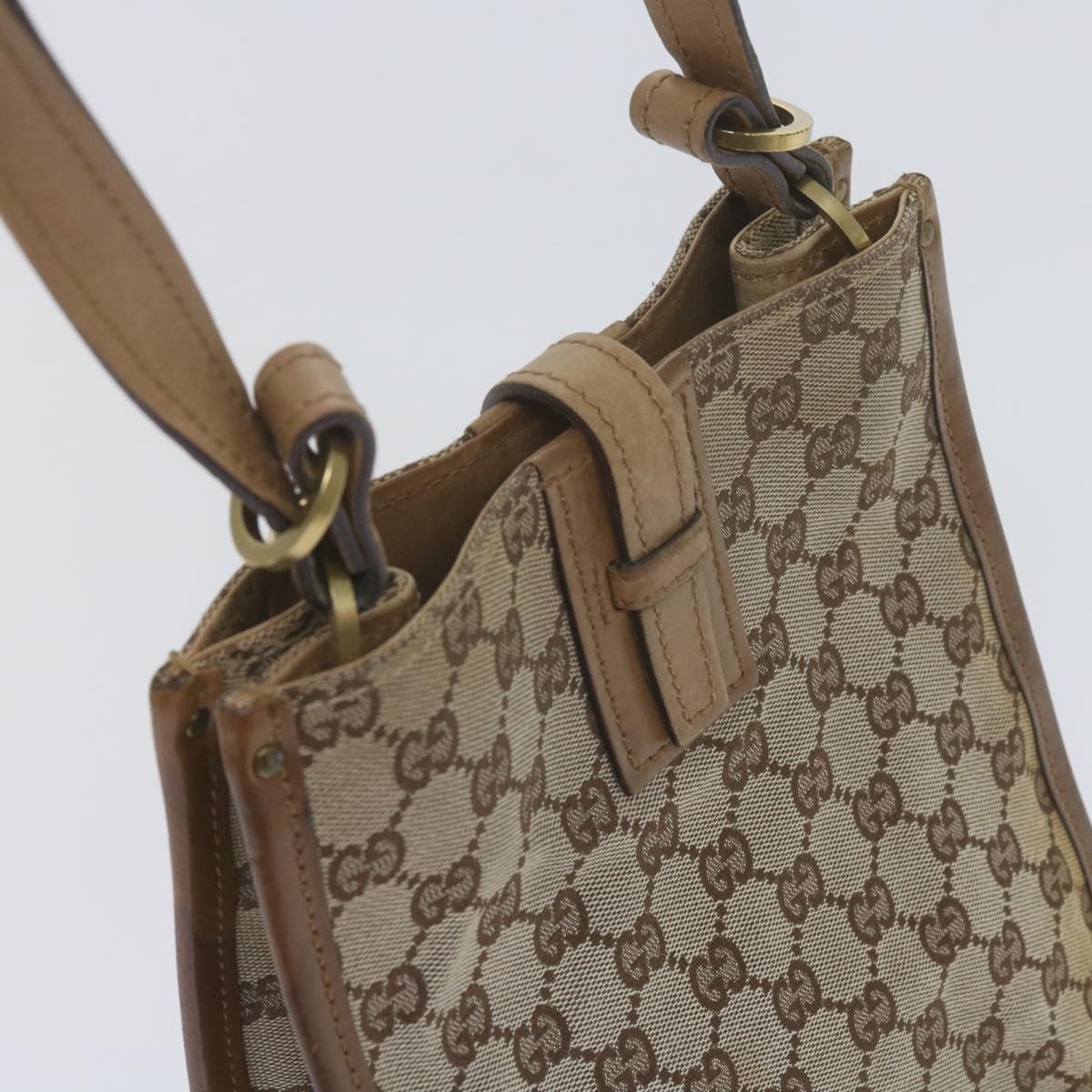 GUCCI GG Canvas Shoulder Bag Beige 110292 61802