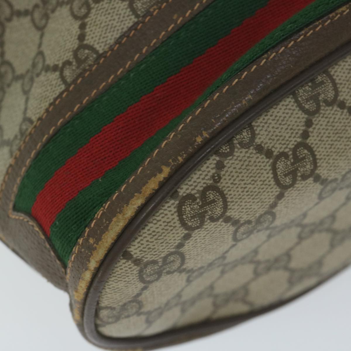 GUCCI GG Supreme Web Sherry Line Shoulder Bag Beige Red 164 02 085 61841