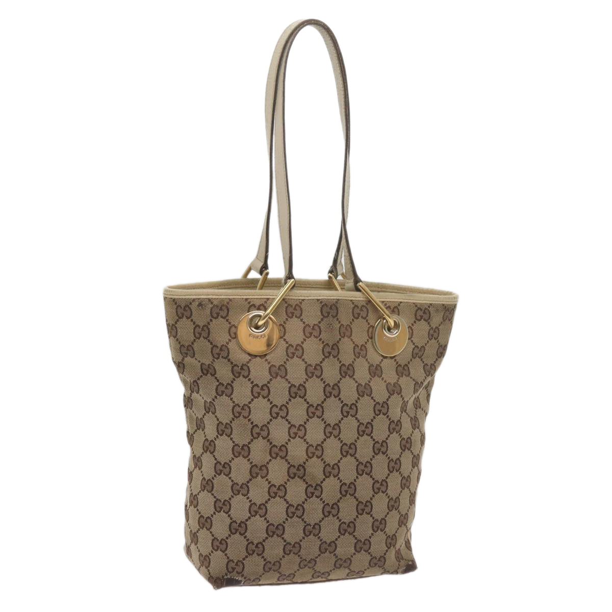GUCCI GG Canvas Tote Bag Beige 120840 61846