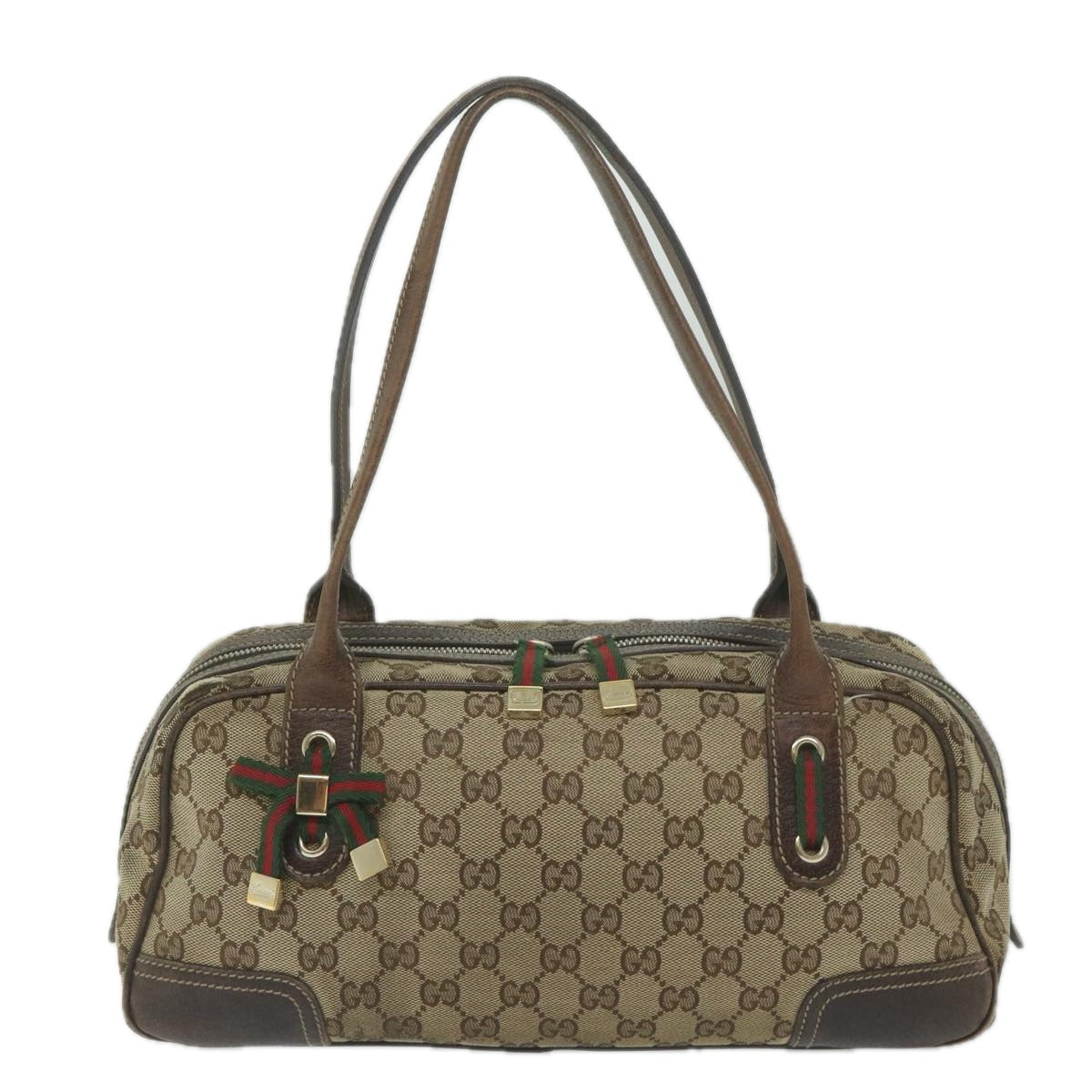 GUCCI GG Canvas Web Sherry Line Tote Bag Beige Red Green 161720 61848