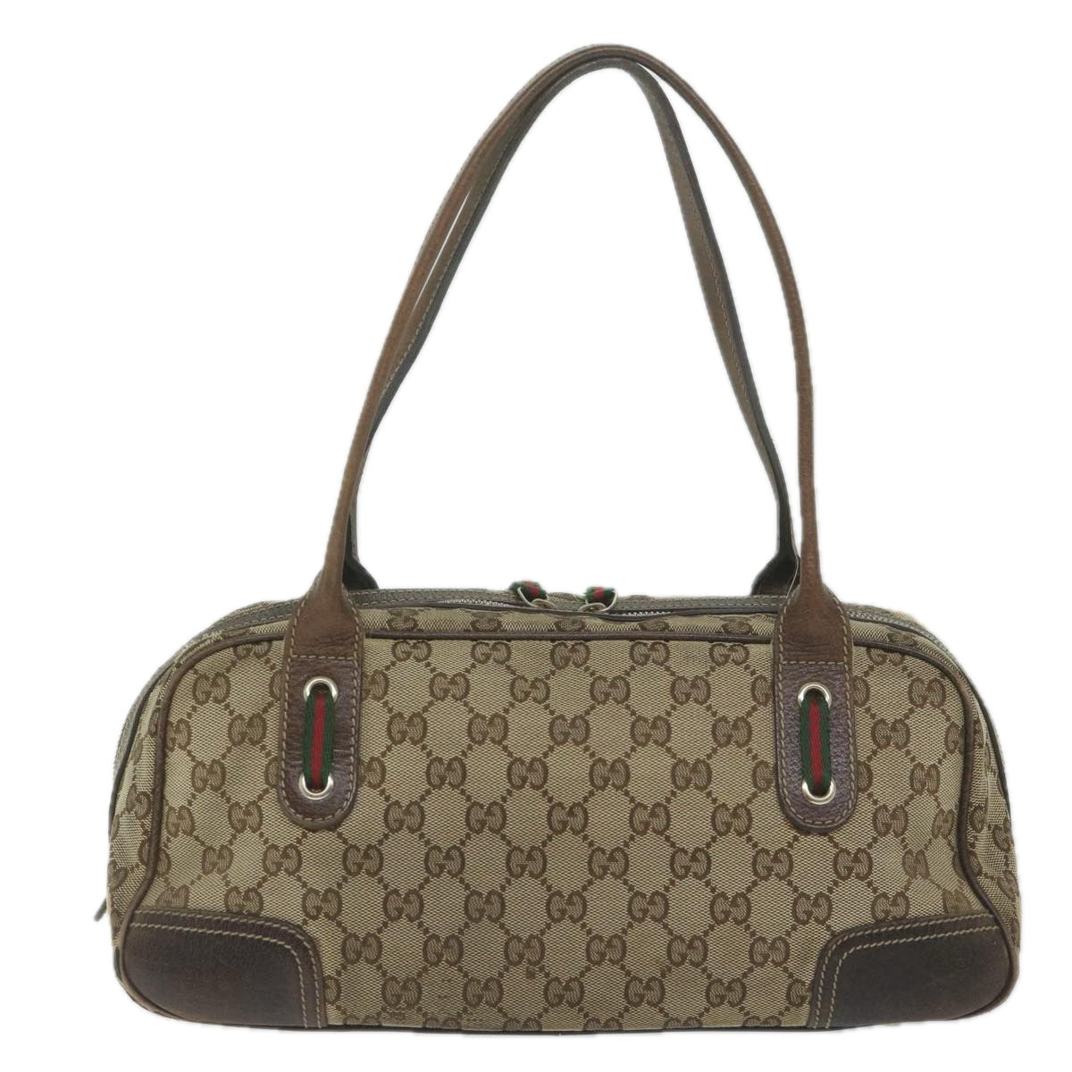GUCCI GG Canvas Web Sherry Line Tote Bag Beige Red Green 161720 61848