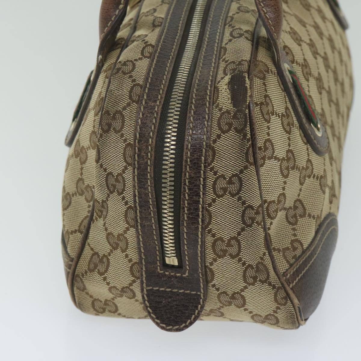 GUCCI GG Canvas Web Sherry Line Tote Bag Beige Red Green 161720 61848