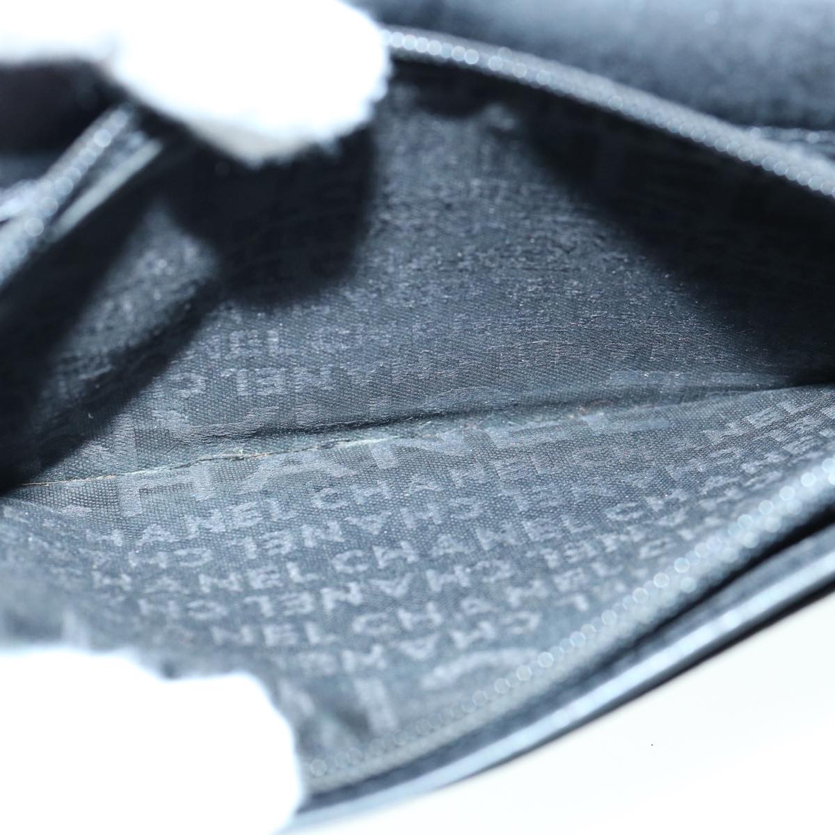 CHANEL Icon Line Wallet Leather Silver CC 61875