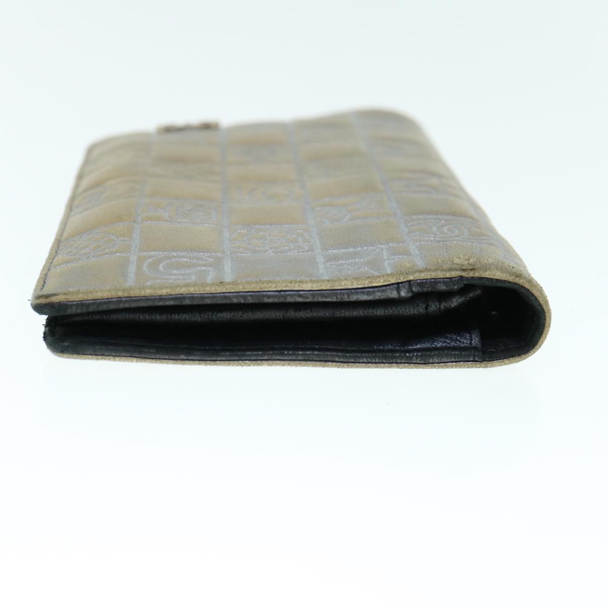 CHANEL Icon Line Wallet Leather Silver CC 61875