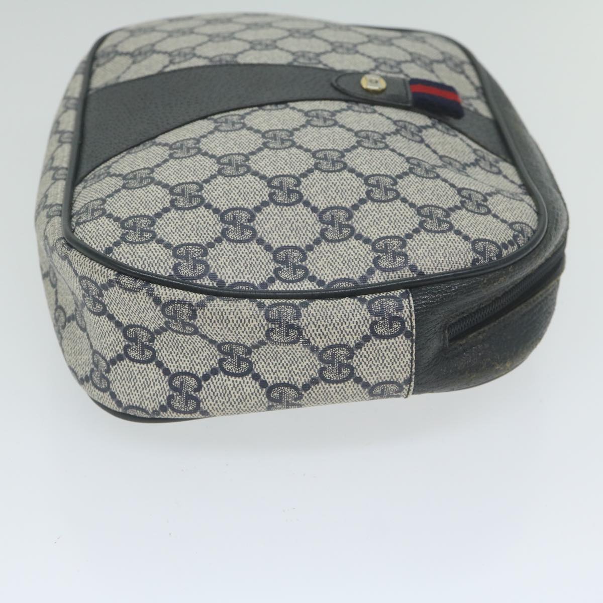 GUCCI GG Supreme Sherry Line Clutch Bag Navy Red 89 01 034 61992