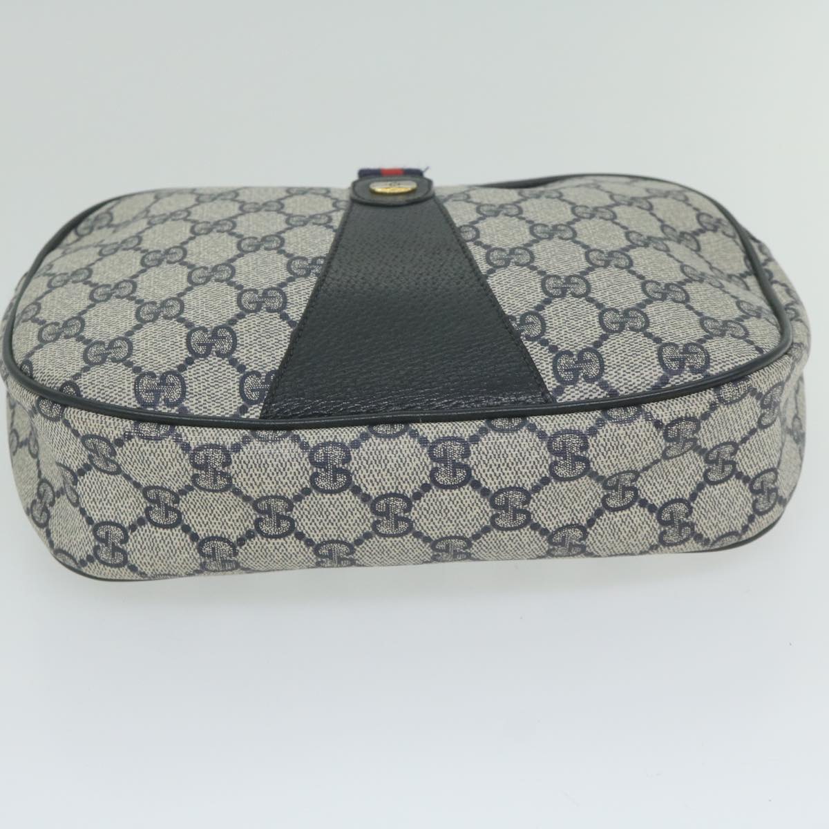 GUCCI GG Supreme Sherry Line Clutch Bag Navy Red 89 01 034 61992