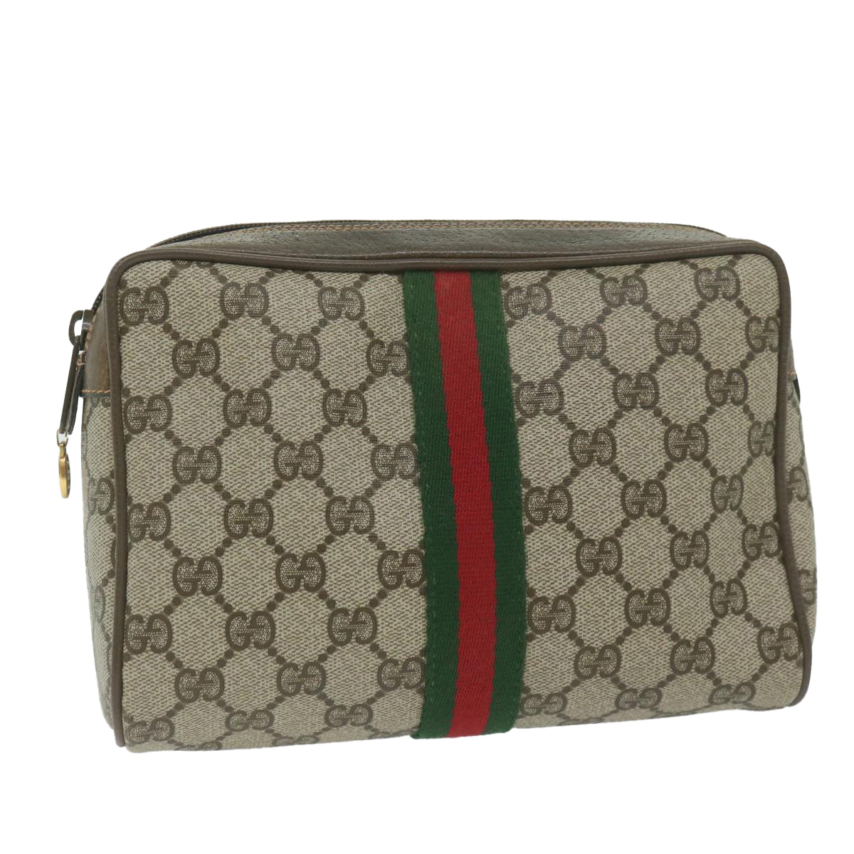 GUCCI GG Supreme Web Sherry Line Clutch Bag Beige Red Green 63 01 012 61993