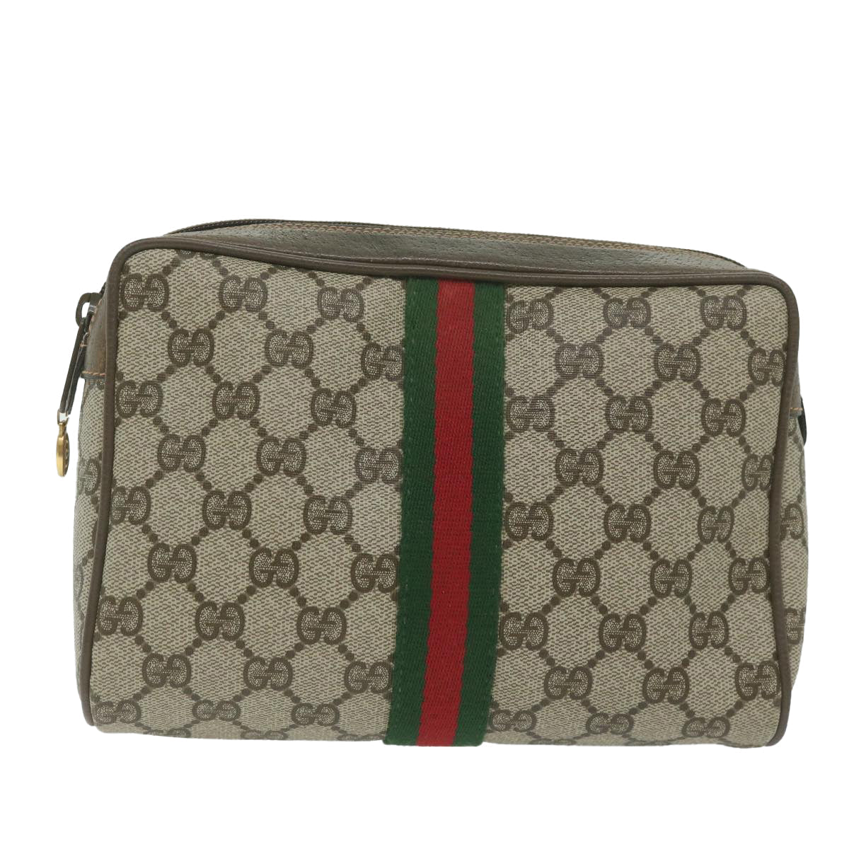 GUCCI GG Supreme Web Sherry Line Clutch Bag Beige Red Green 63 01 012 61993
