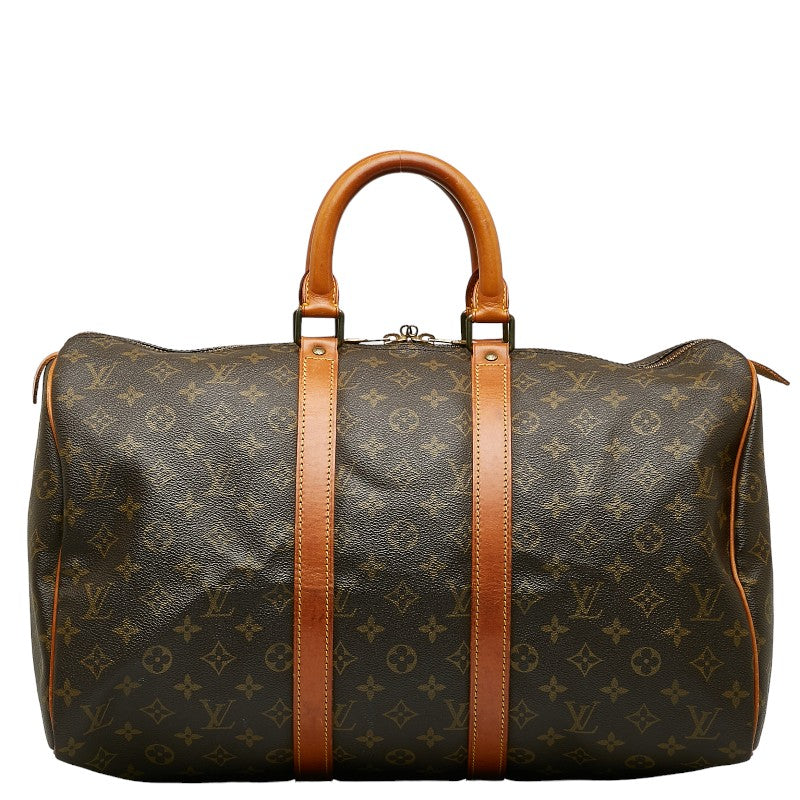 Louis Vuitton Monogram Keepall 45 Boston Bag M41428 Brown PVC Leather