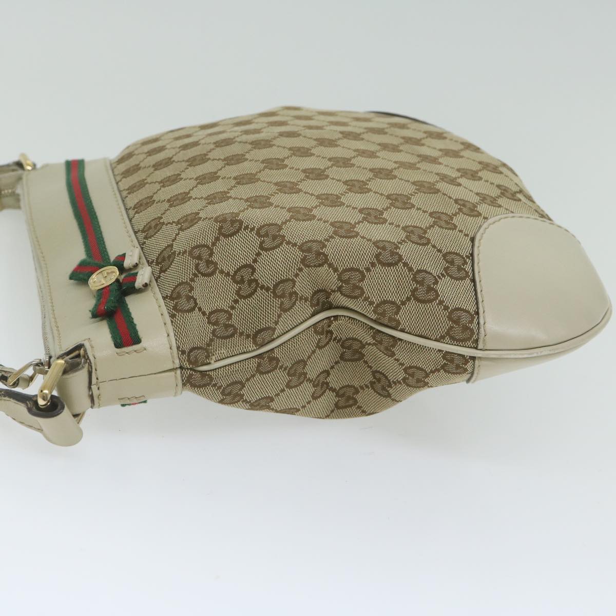 GUCCI GG Canvas Web Sherry Line Shoulder Bag Beige Red Green 257065 62082