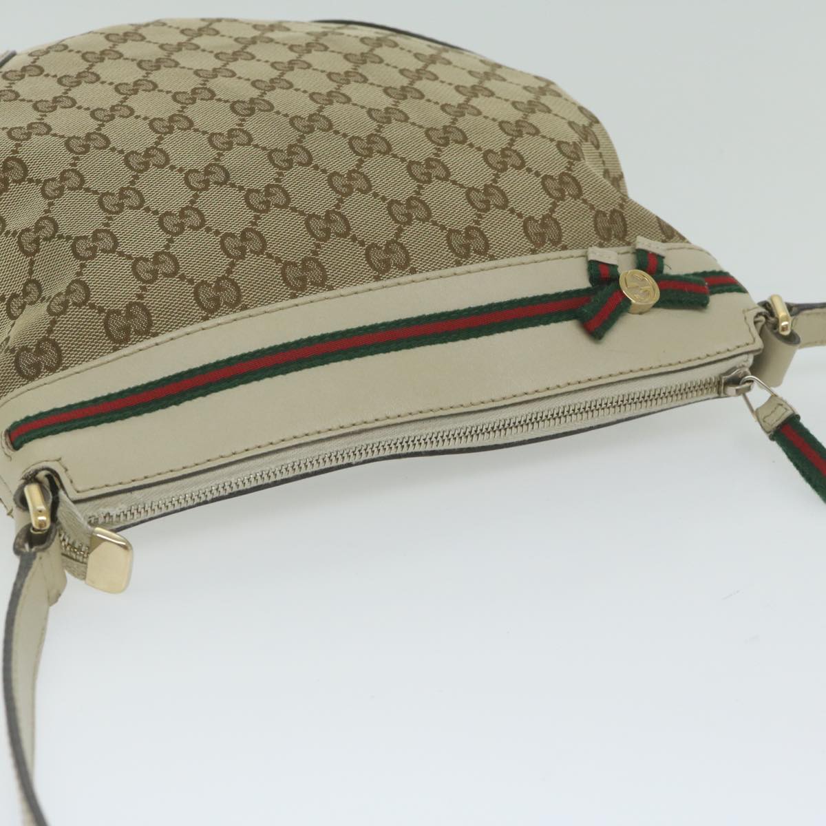 GUCCI GG Canvas Web Sherry Line Shoulder Bag Beige Red Green 257065 62082