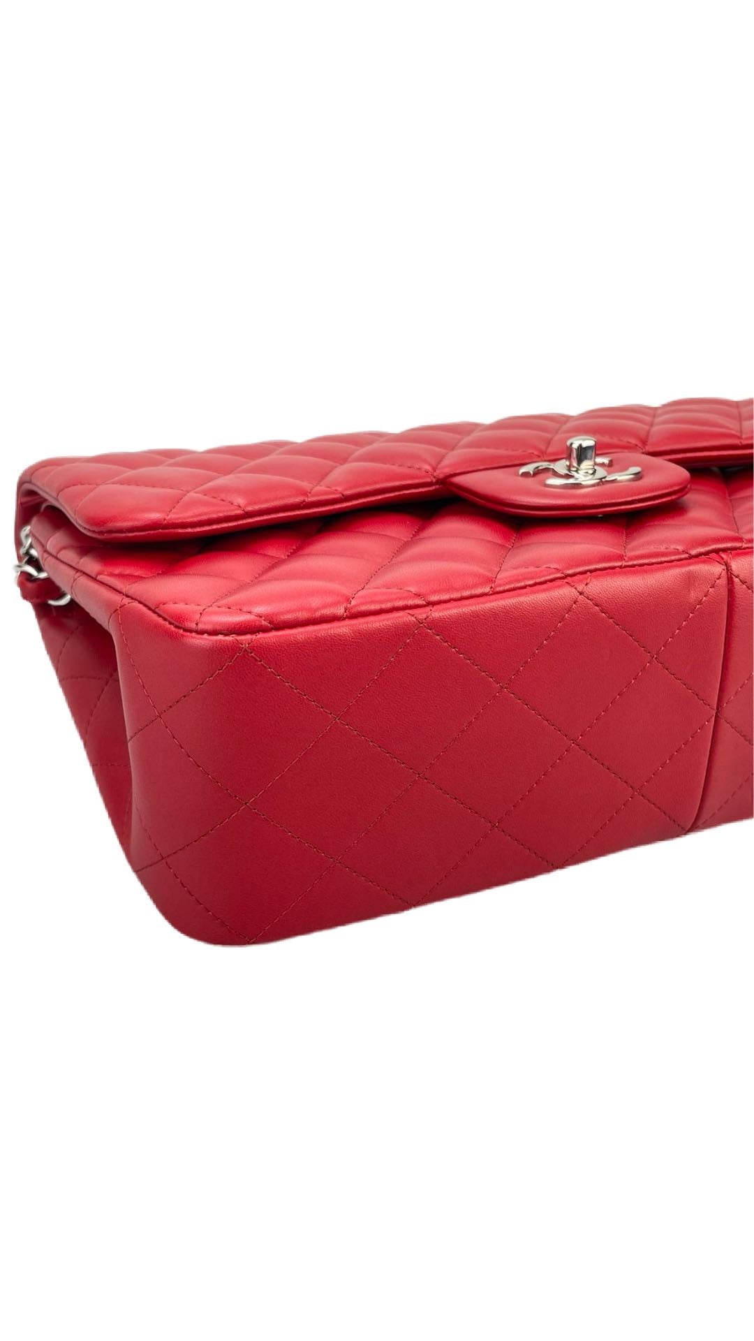 GLM-Red Timeless Classic jumbo Bag in Lambskin silber Hardware