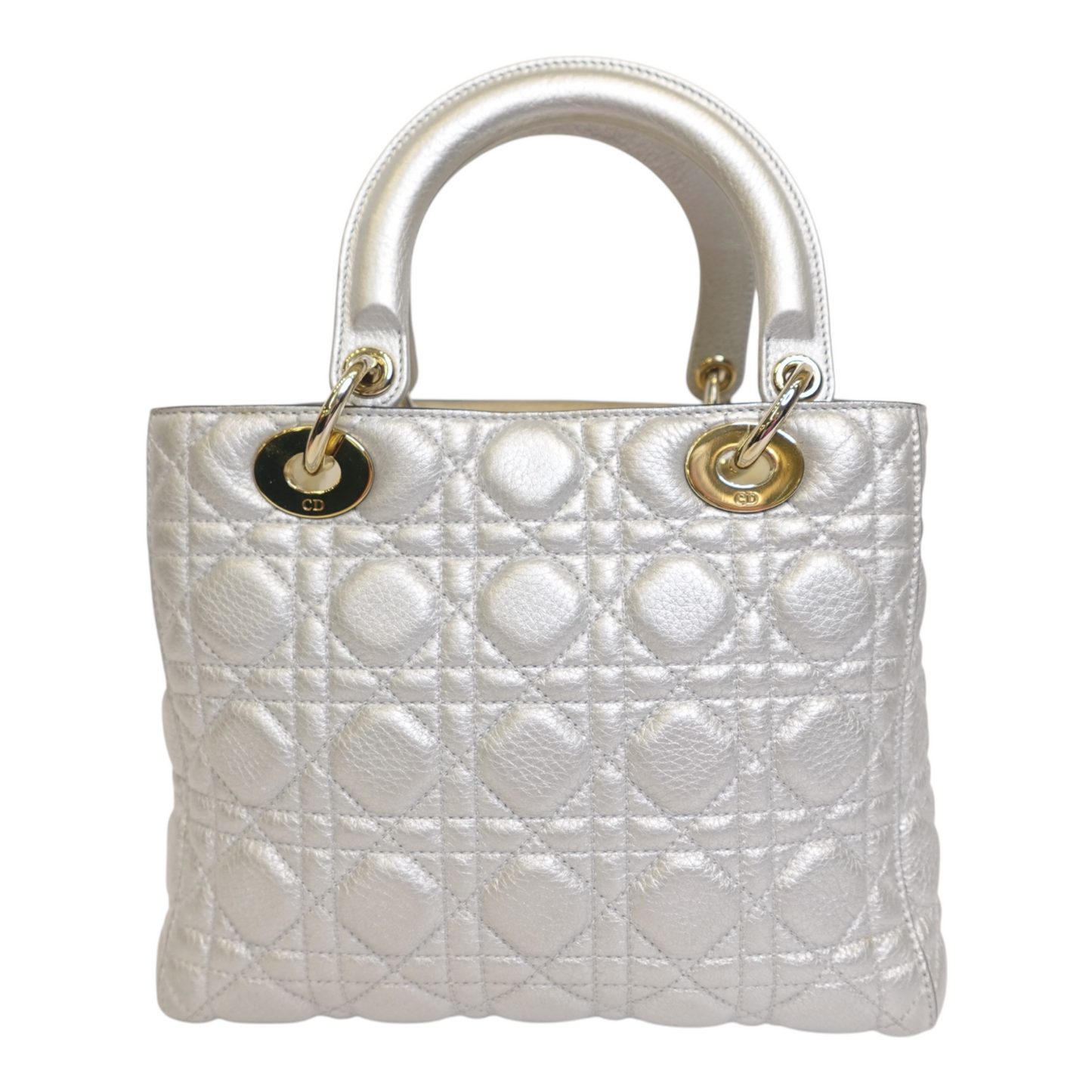 Christian Dior Metallic Grained Calfskin Cannage Mini Lady Dior