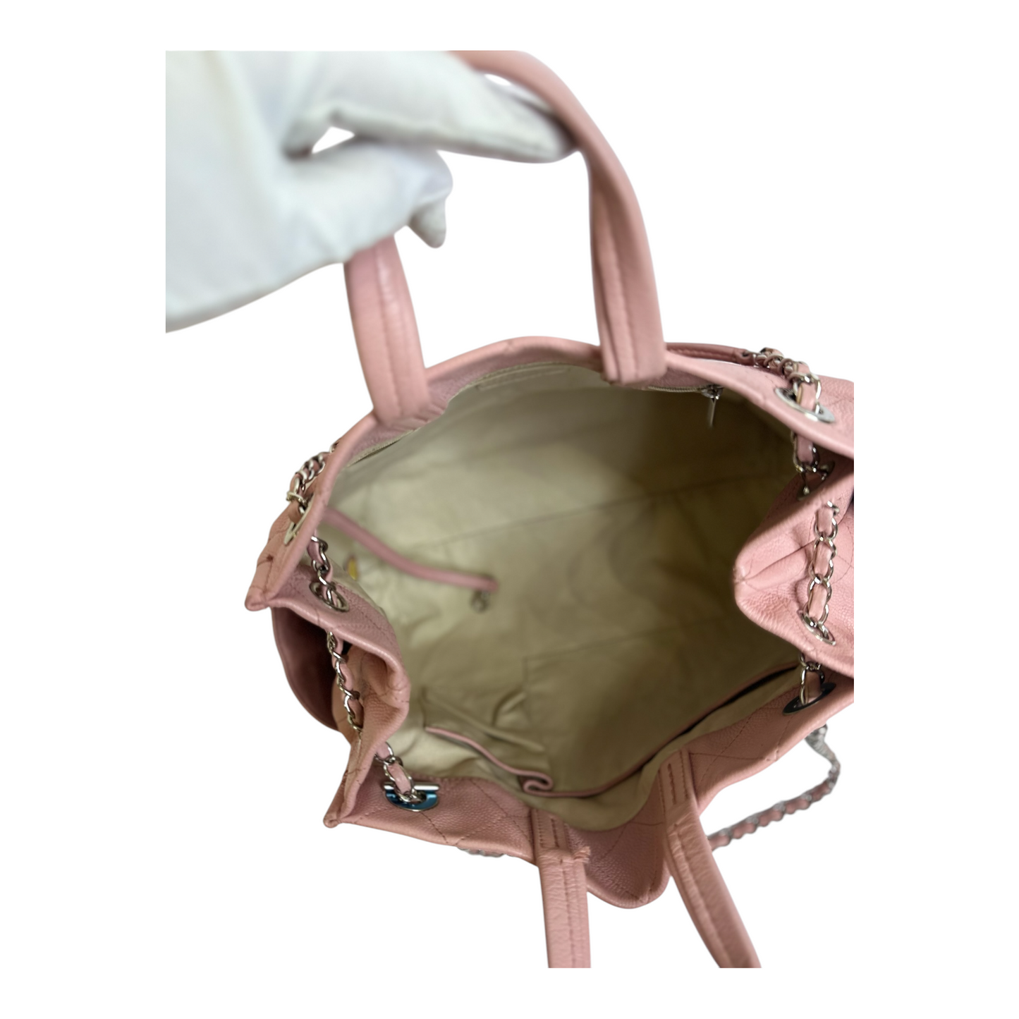 Chanel Grained Calfskin Small CC Pocket Tote Pink