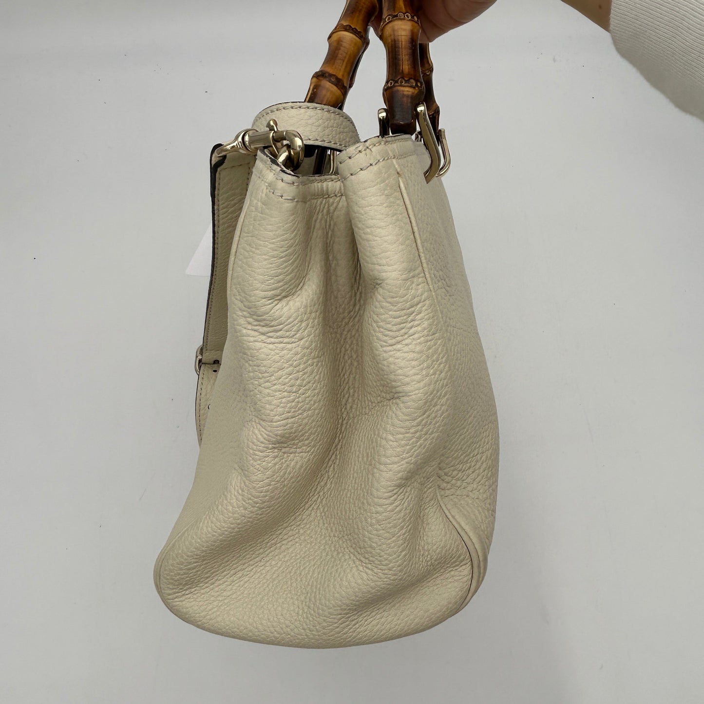 Gucci Bamboo Shopper Medium Leather Tote Beige