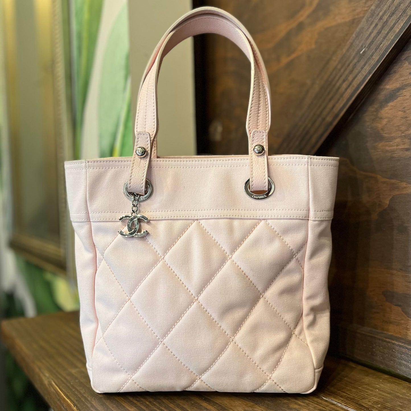 CHANEL Paris-Biarritz Petite Canvas Shopping Tote Bag