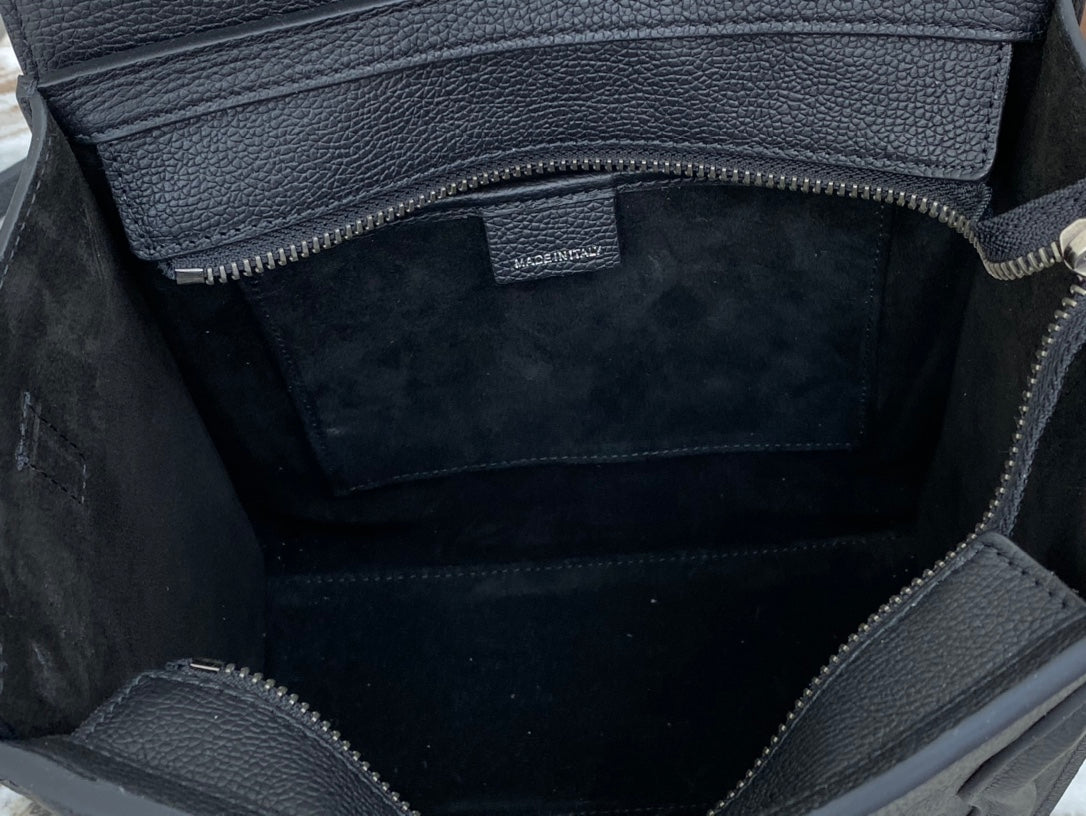 GLAMI Nano LuGucciage Bag In Drummed Black For Women 8in/20cm 189243HSC.38NO