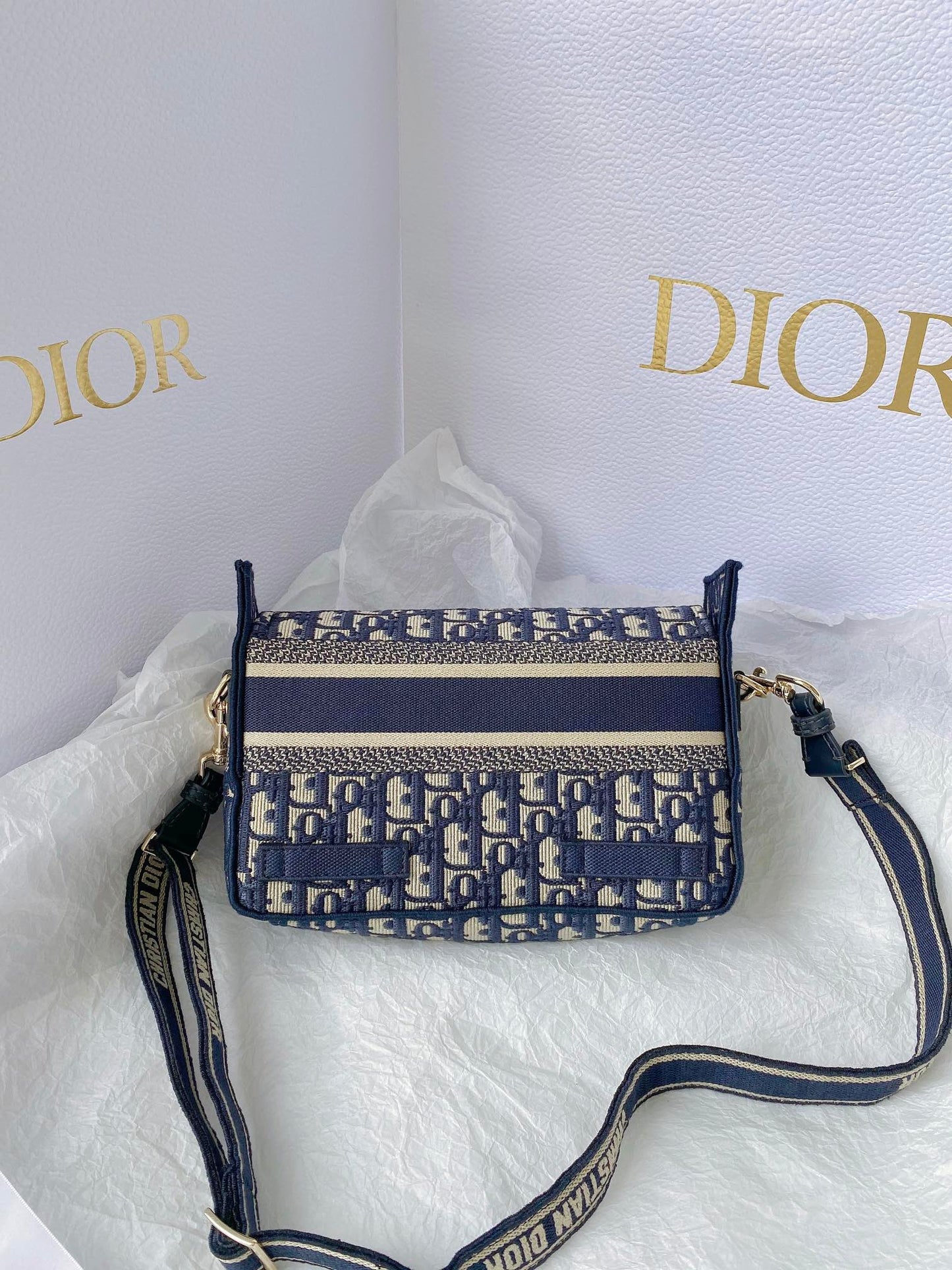 GLAMI Small DYORCAMP Bag Blue Oblique Embroidery, Blue Handbags, Shoulder Bags, Crossbody Bags, 23cm CD M1241ORIW_M928