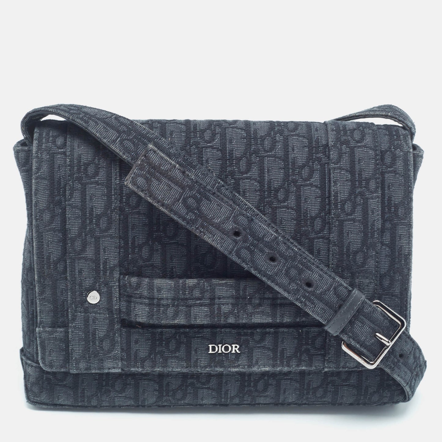 Dior Black Oblique Canvas Flap Messenger Bag
