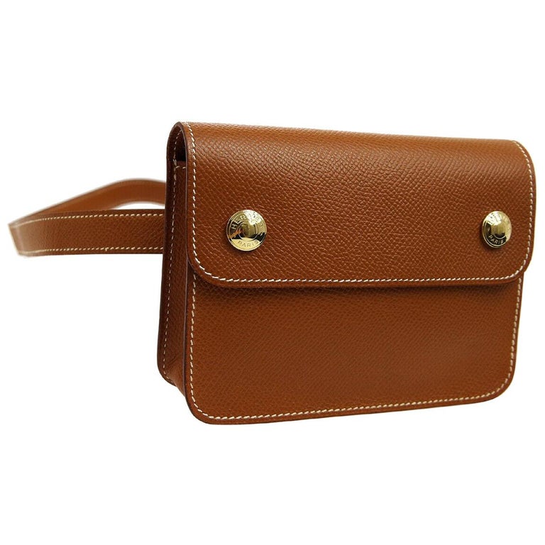 HERMÈS Tan Leather Flap Bum Belt Bag