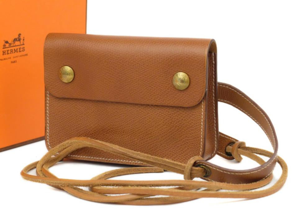 HERMÈS Tan Leather Flap Bum Belt Bag