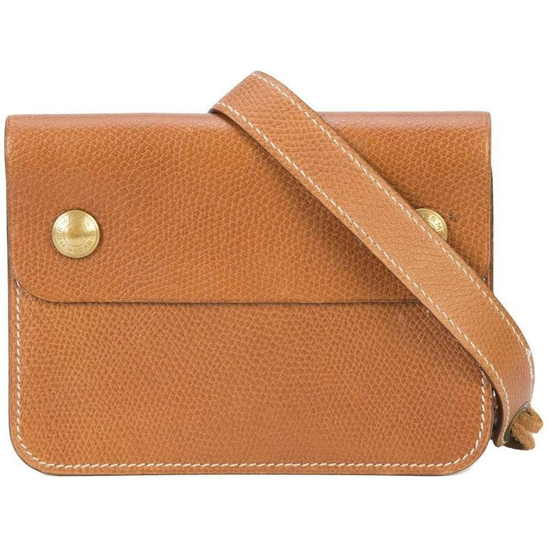 HERMÈS Tan Leather Flap Bum Belt Bag