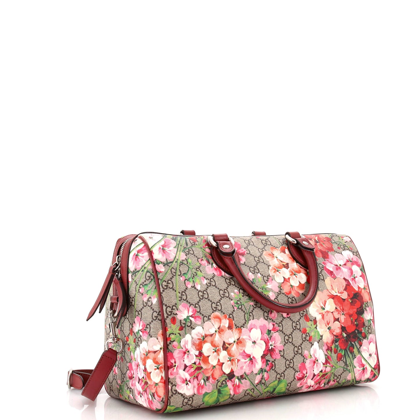 Convertible Boston Bag Blooms Print GG Coated Canvas Medium