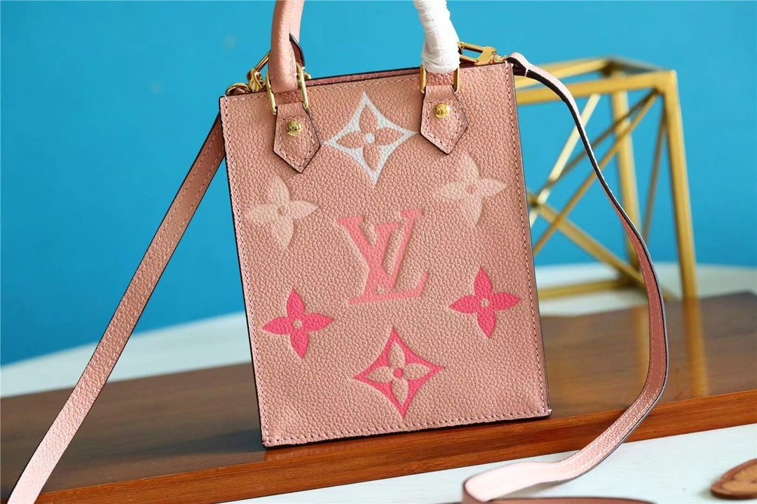 LV Petit Sac Plat Monogram Empreinte Pink For Women, WomenÃ¢â‚¬â„¢s Handbags, Shoulder And Crossbody Bags 5.5in/14cm LV M80449