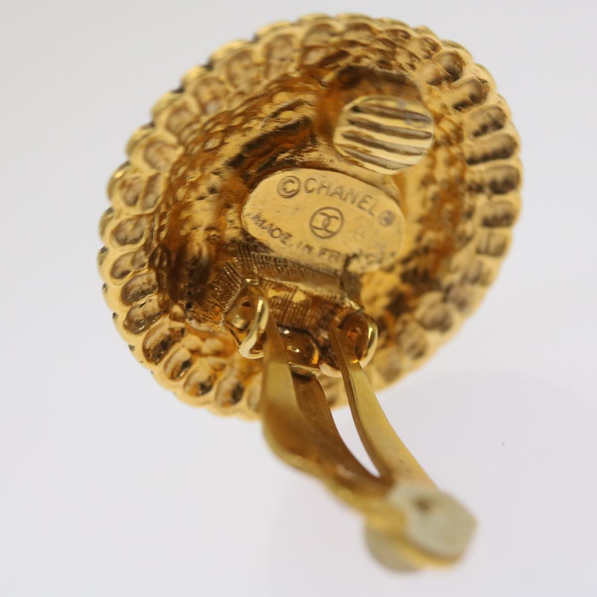 CHANEL Earring Gold Tone CC 65220