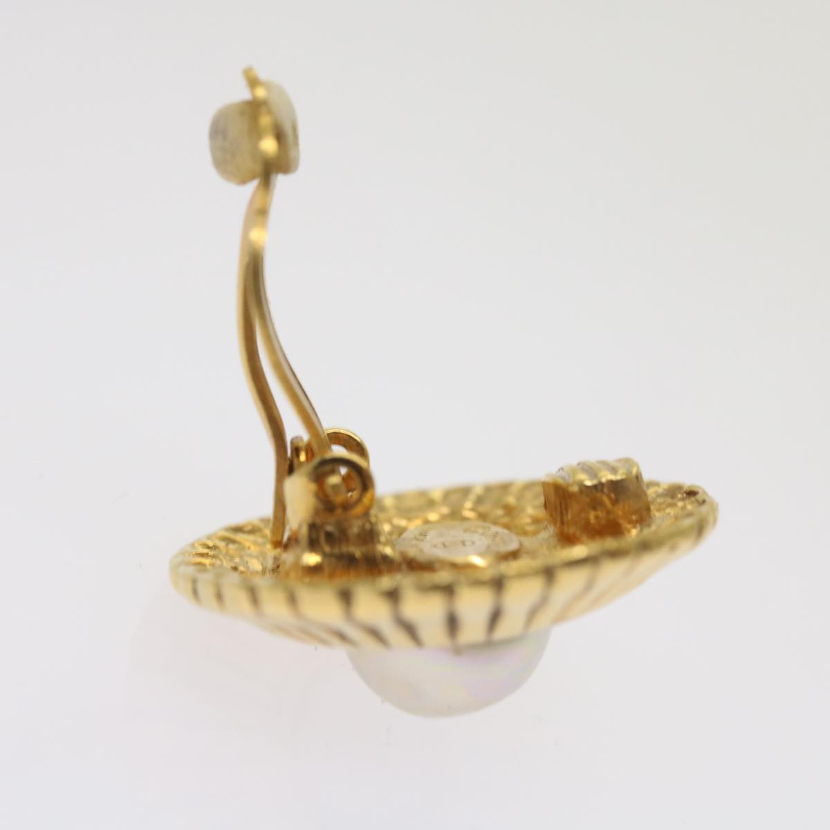 CHANEL Earring Gold Tone CC 65220
