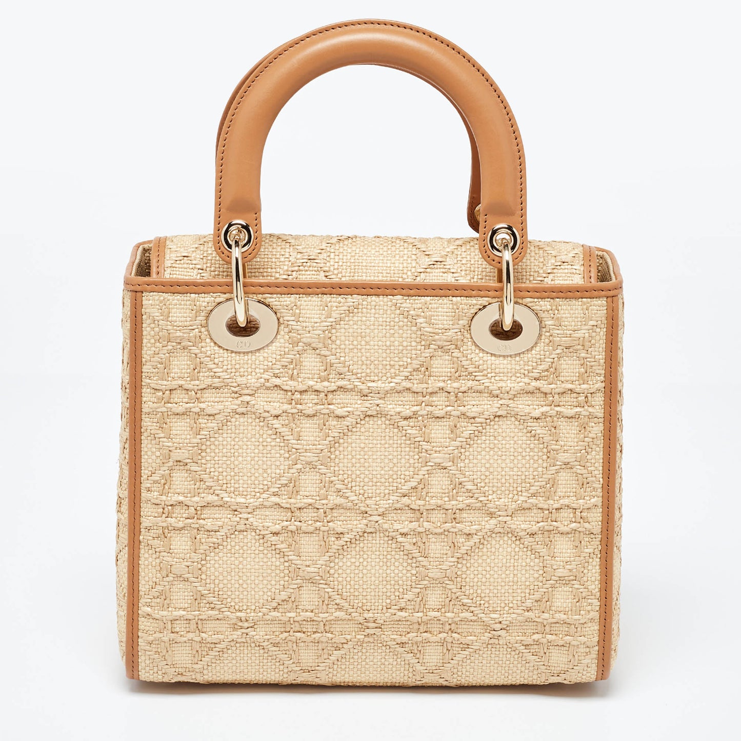 Dior Beige Raffia And Leather Medium Lady Dior Tote