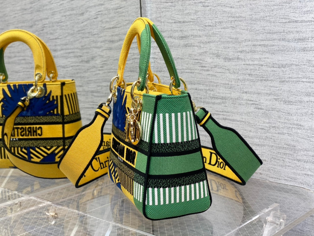 GLAMI MeGLAMIum Lady D-Lite Bag D-GlamIower Pop Embroidery, Bright Yellow/Green Handbags, 24cm CD M0565OROO_M886