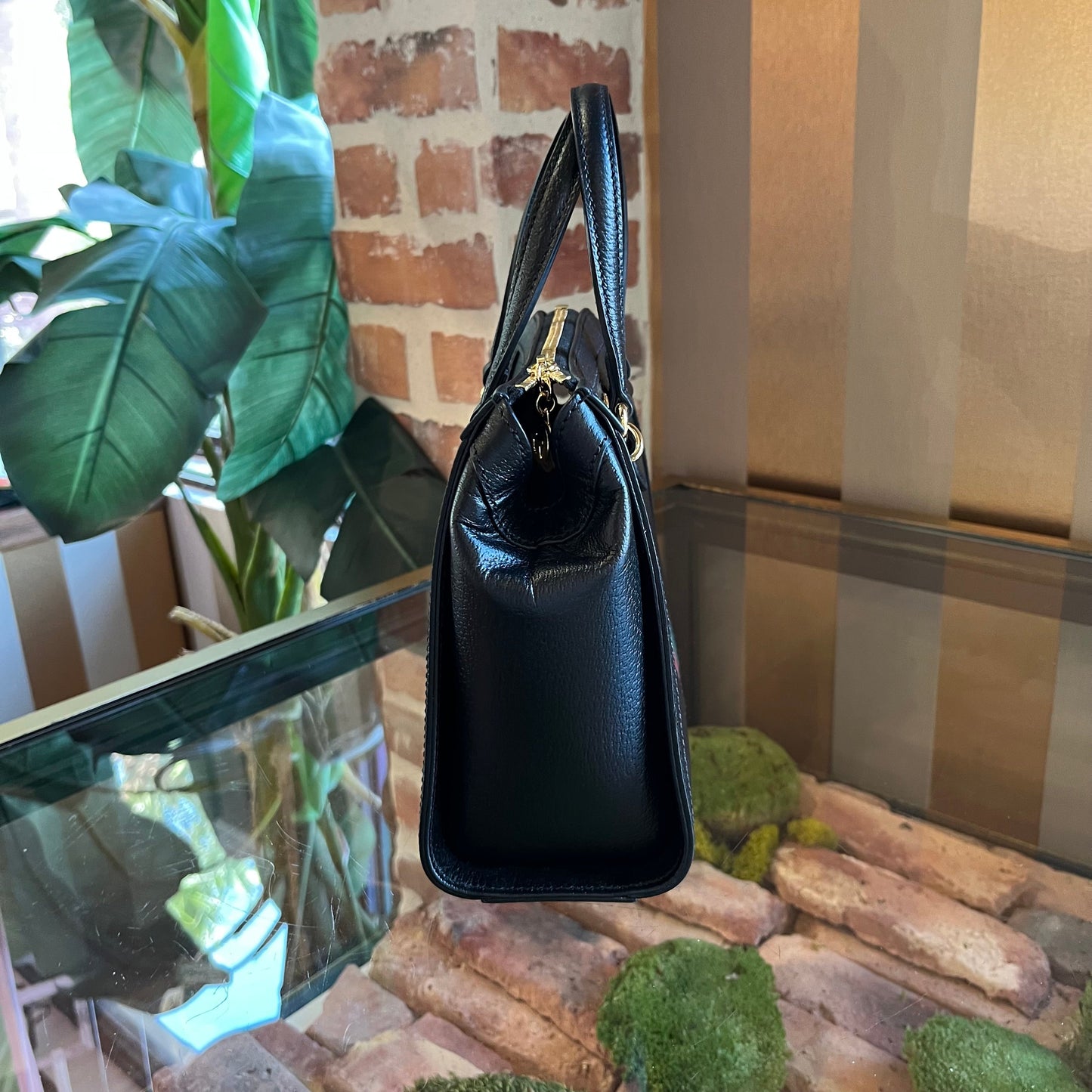 GUCCI Black Leather Ophidia Small Tote