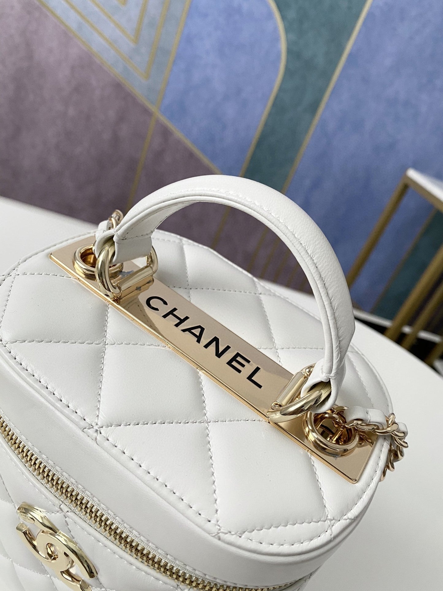 CHLVanity Case Gold Hardware White For Women Handbags, Shoulder Bags 9.4in/24cmÃ‚Â 