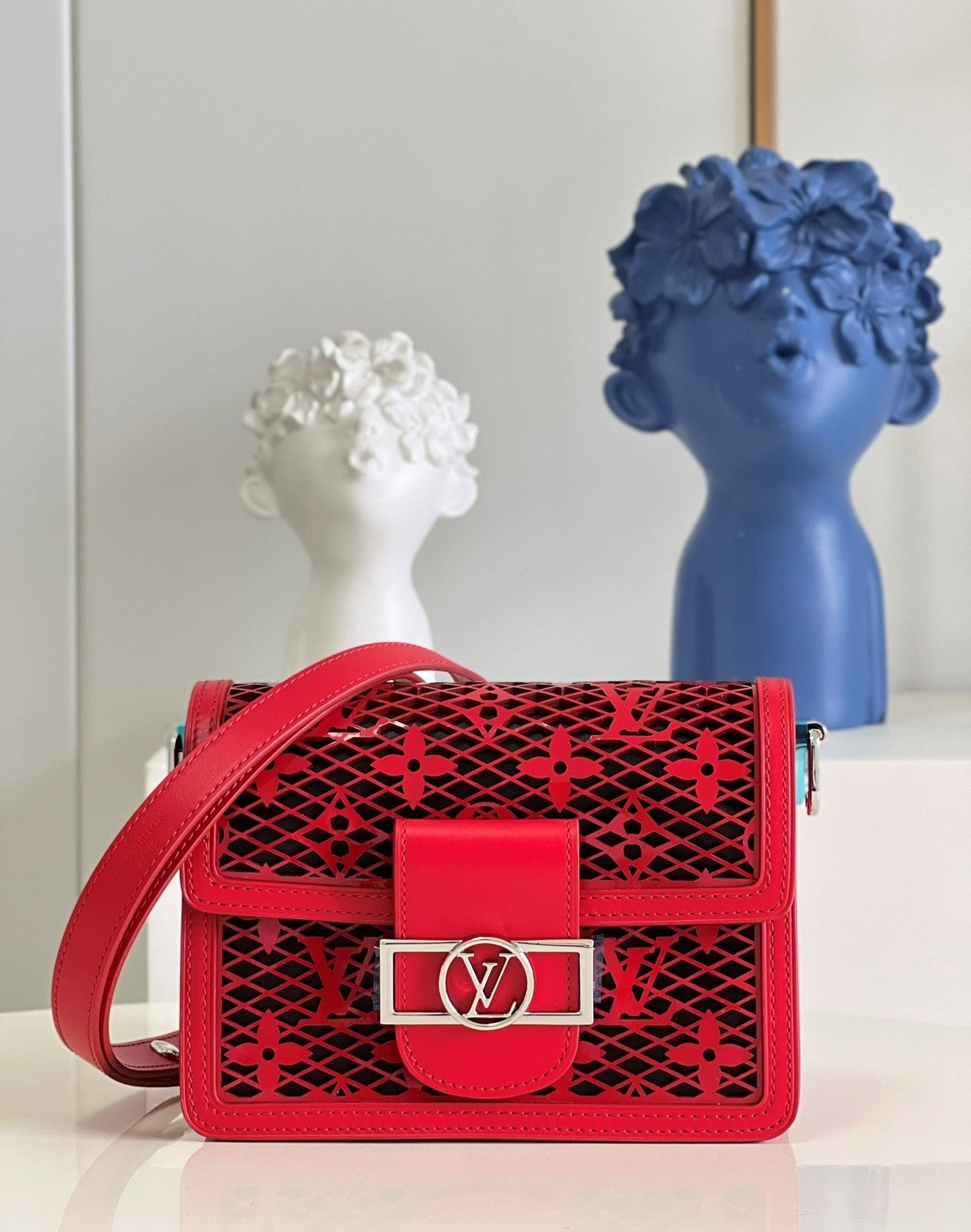 LV Limited Dauphine MM Bags By Nicolas GhesquiÃƒÂ¨re With Monogram LaGLAMI Red For Women 25cm LV