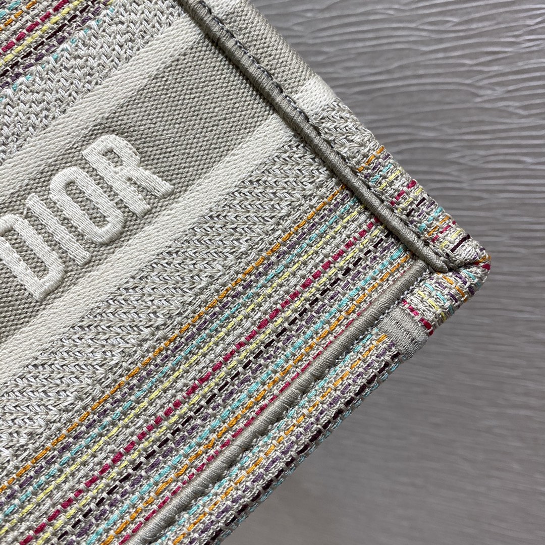 GLAMI Small Book Tote Bag Canvas Stripes Embroidery For Women 23cm/9in CD